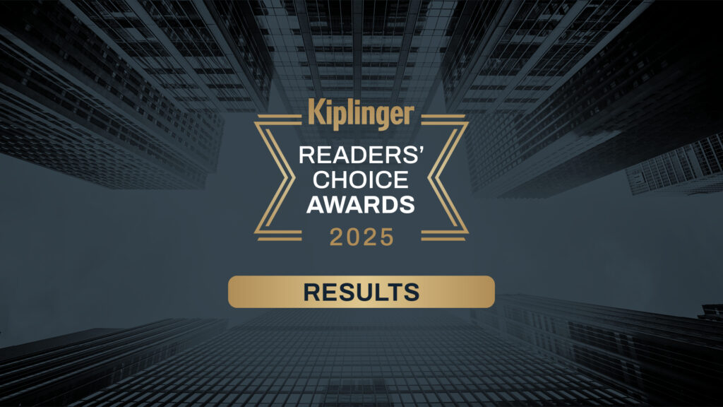 A graphic saying "Kiplinger Readers' Choice Award 2025 Results."