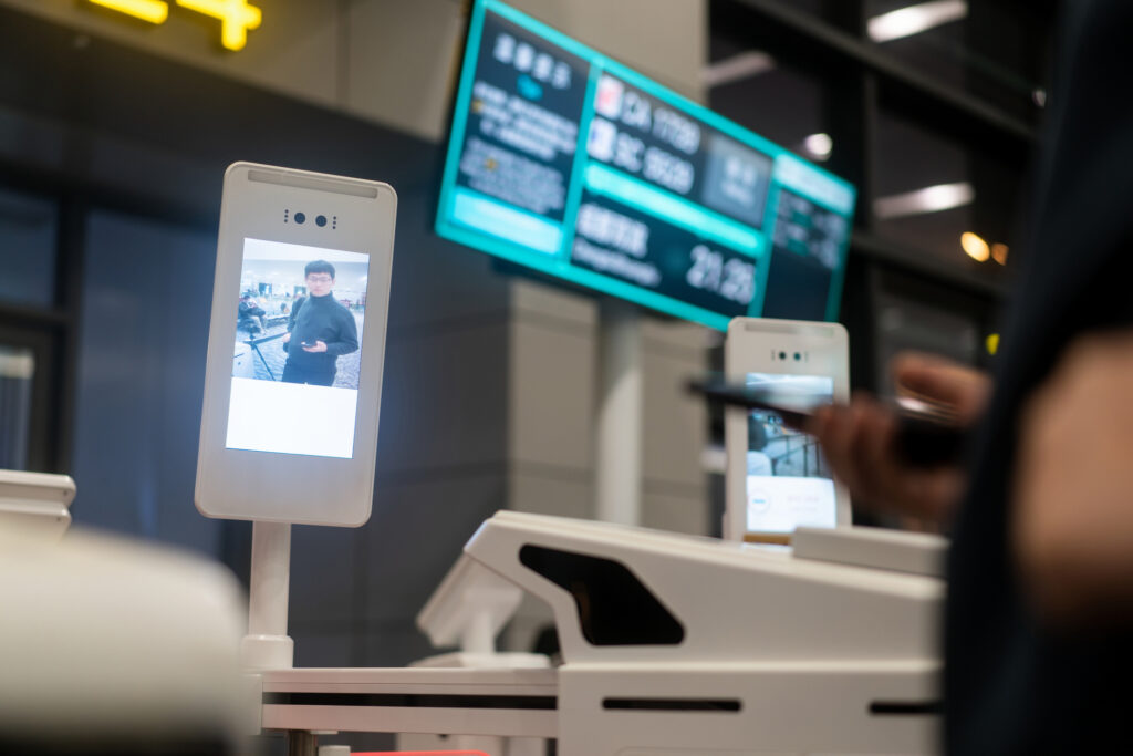 Busy airport security line