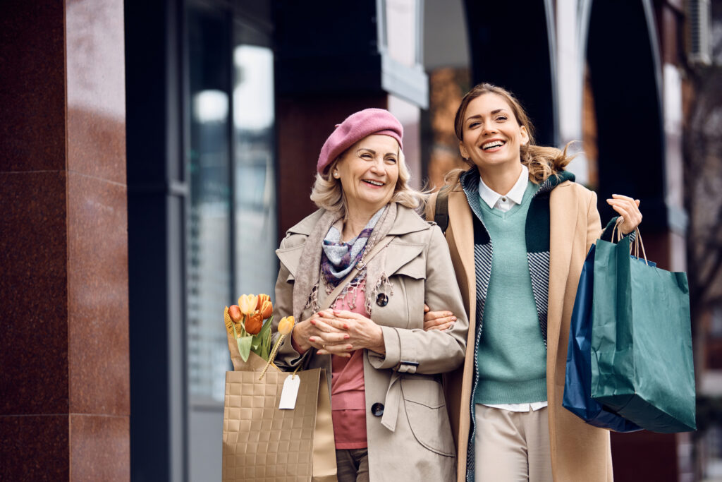 Mother and daughter shopping