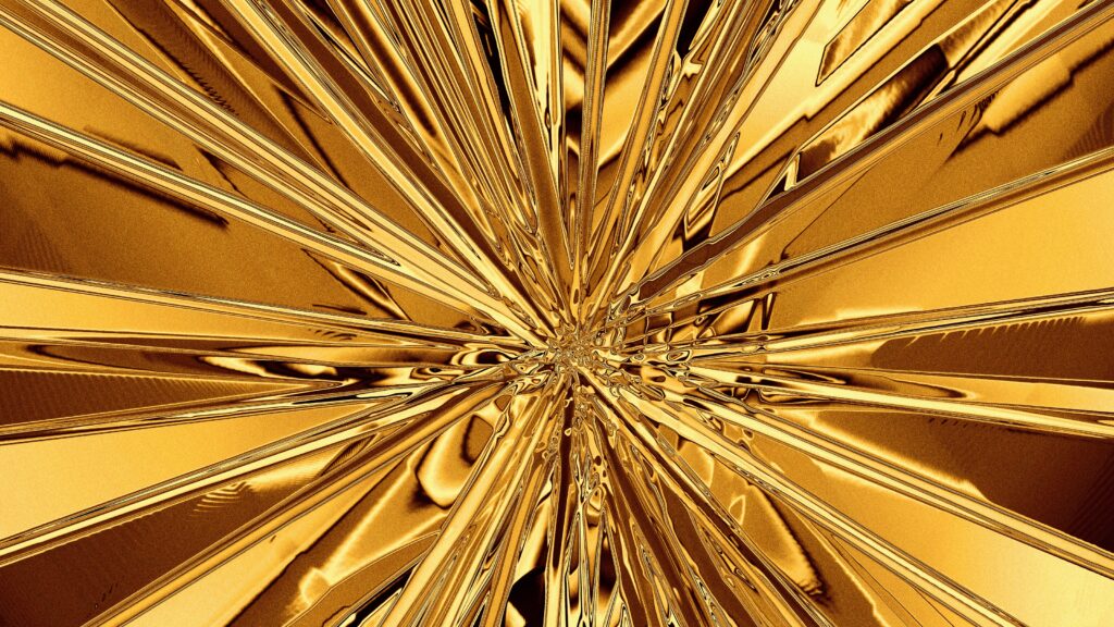 Folded gold foil looks like a starburst.