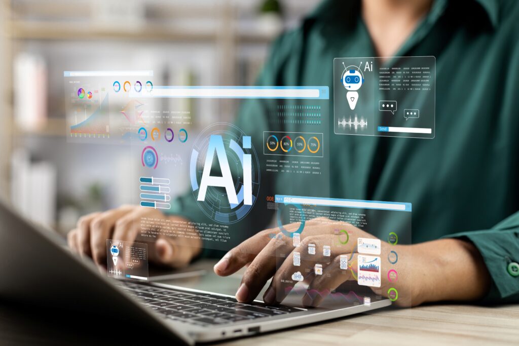 Businessman using artificial intelligence AI technology