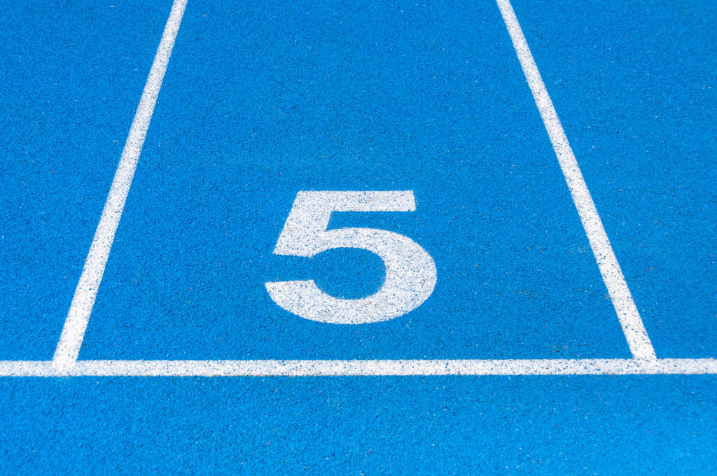 Number 5 lane on a track