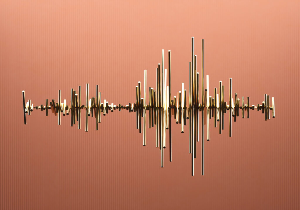 gold bars of different sizes made to look like a stock chart with a burnt orange background