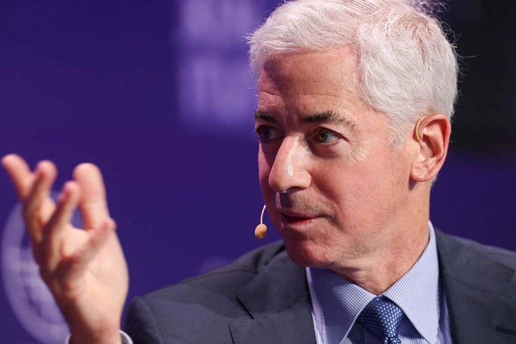 Bill Ackman, Founder and CEO, Pershing Square Capital Management speaks about higher education and Harvard University during at the 28th annual Milken Institute Global Conference at the Beverly Hilton in Beverly Hills, California on May 6, 2025.