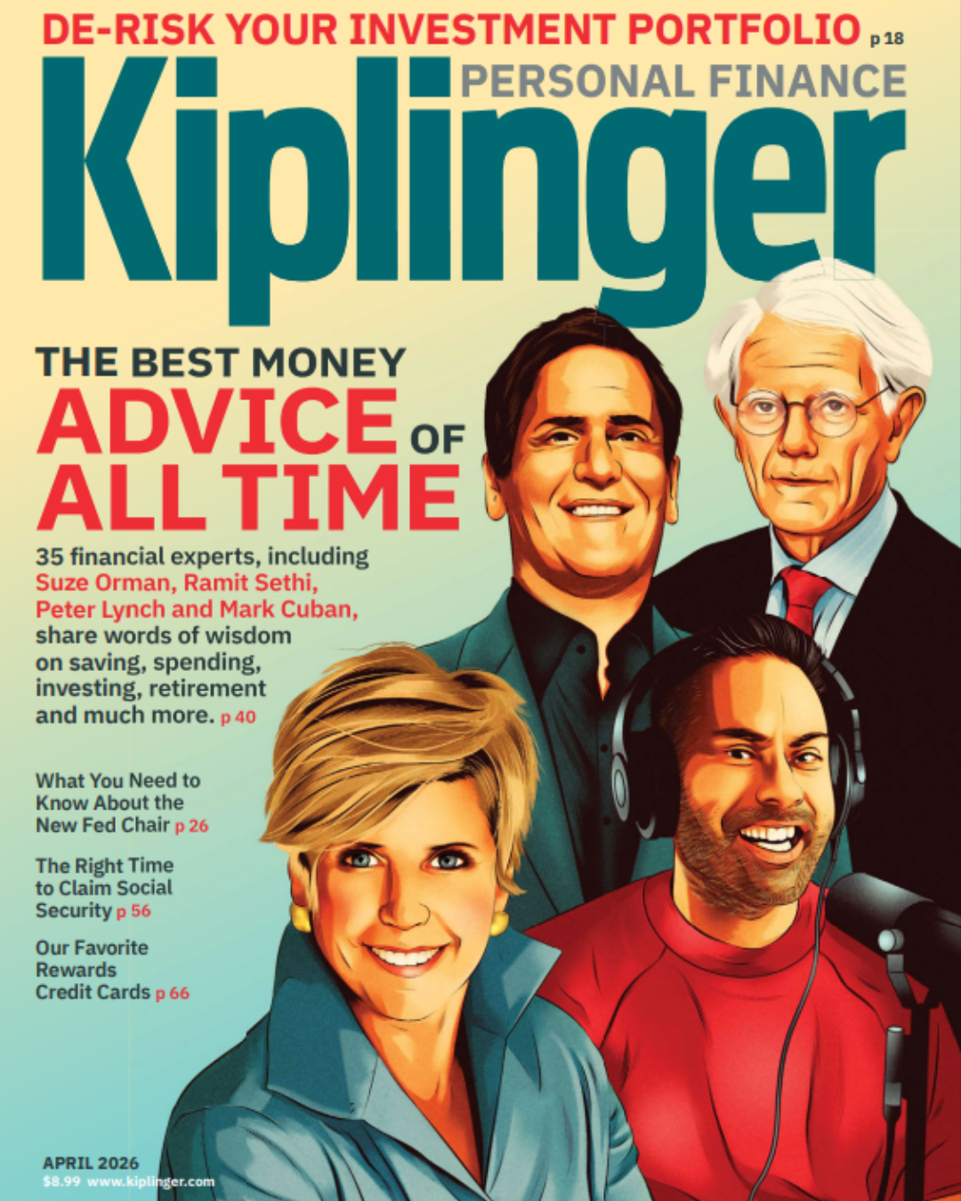 La couverture du numéro d'avril 2026 du magazine Kiplinger Personal Finance.