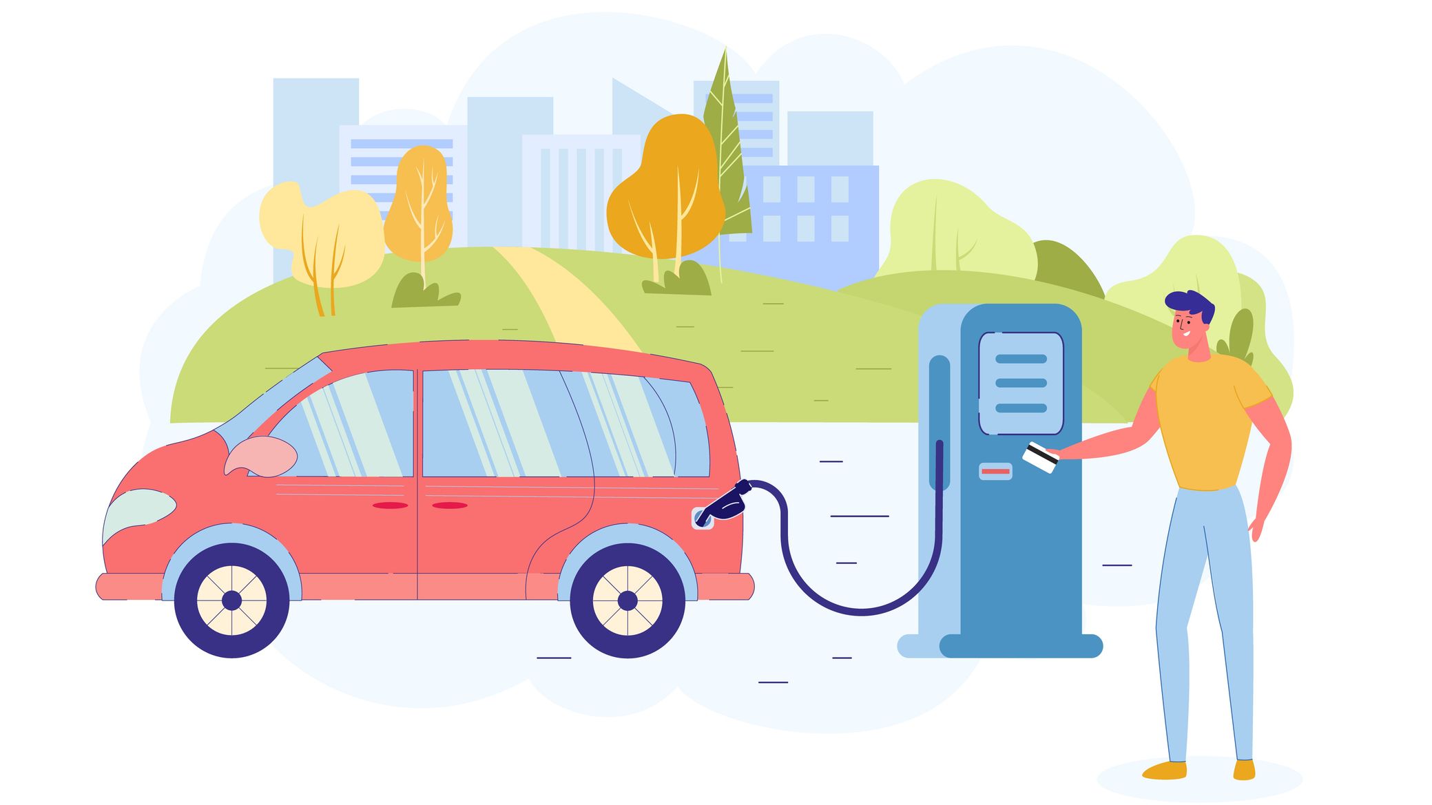 Voiture de ravitaillement payant avec carte.