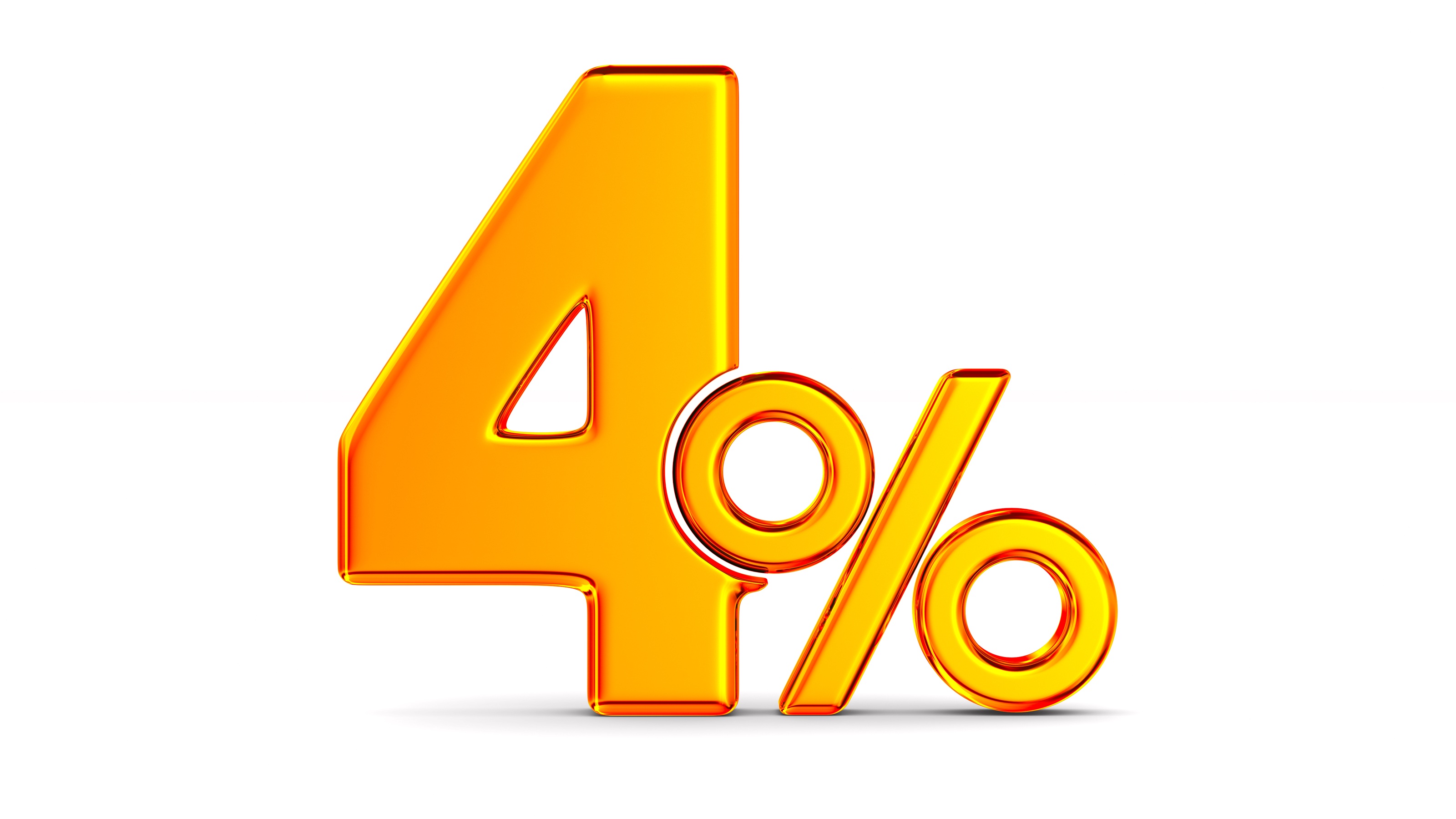4% en gros chiffres dorés sur fond blanc.