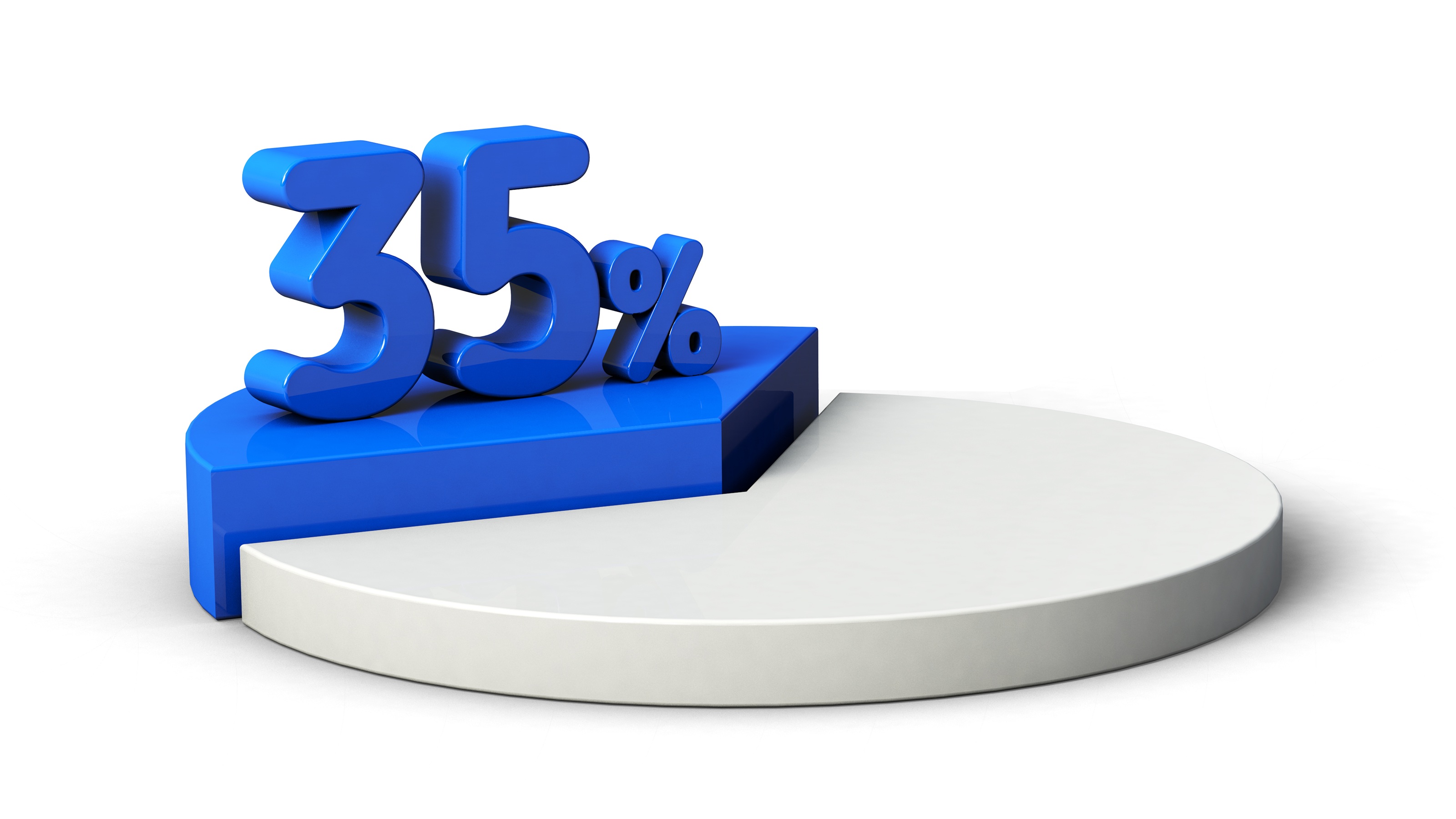 35 % en bleu dans le cadre d'un cercle gris plus grand.