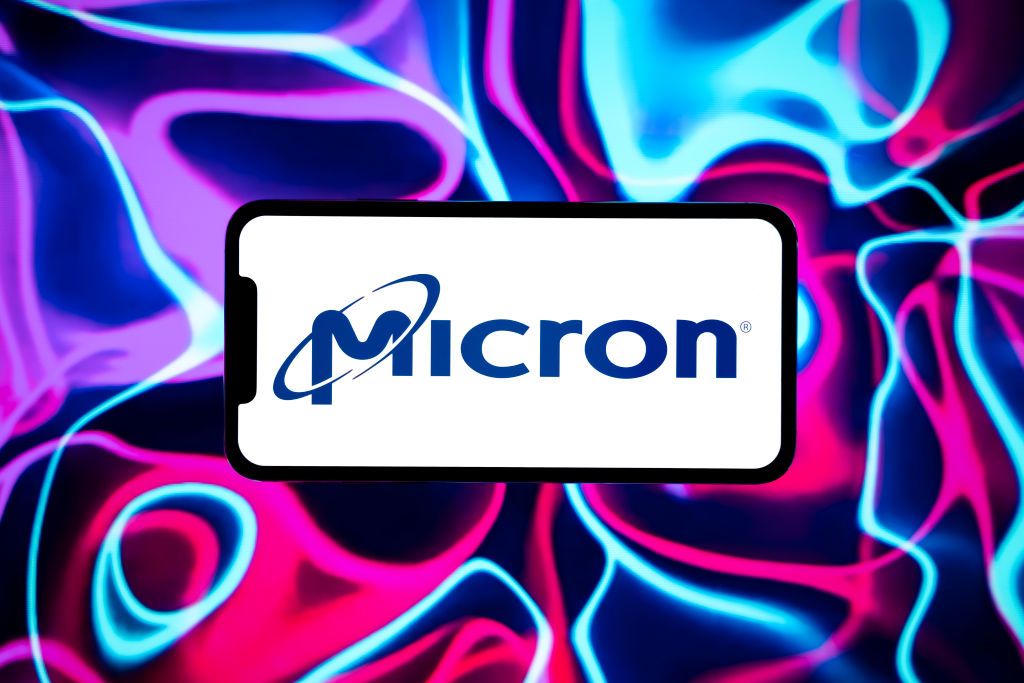 Micron logo displayed on a mobile phone screen