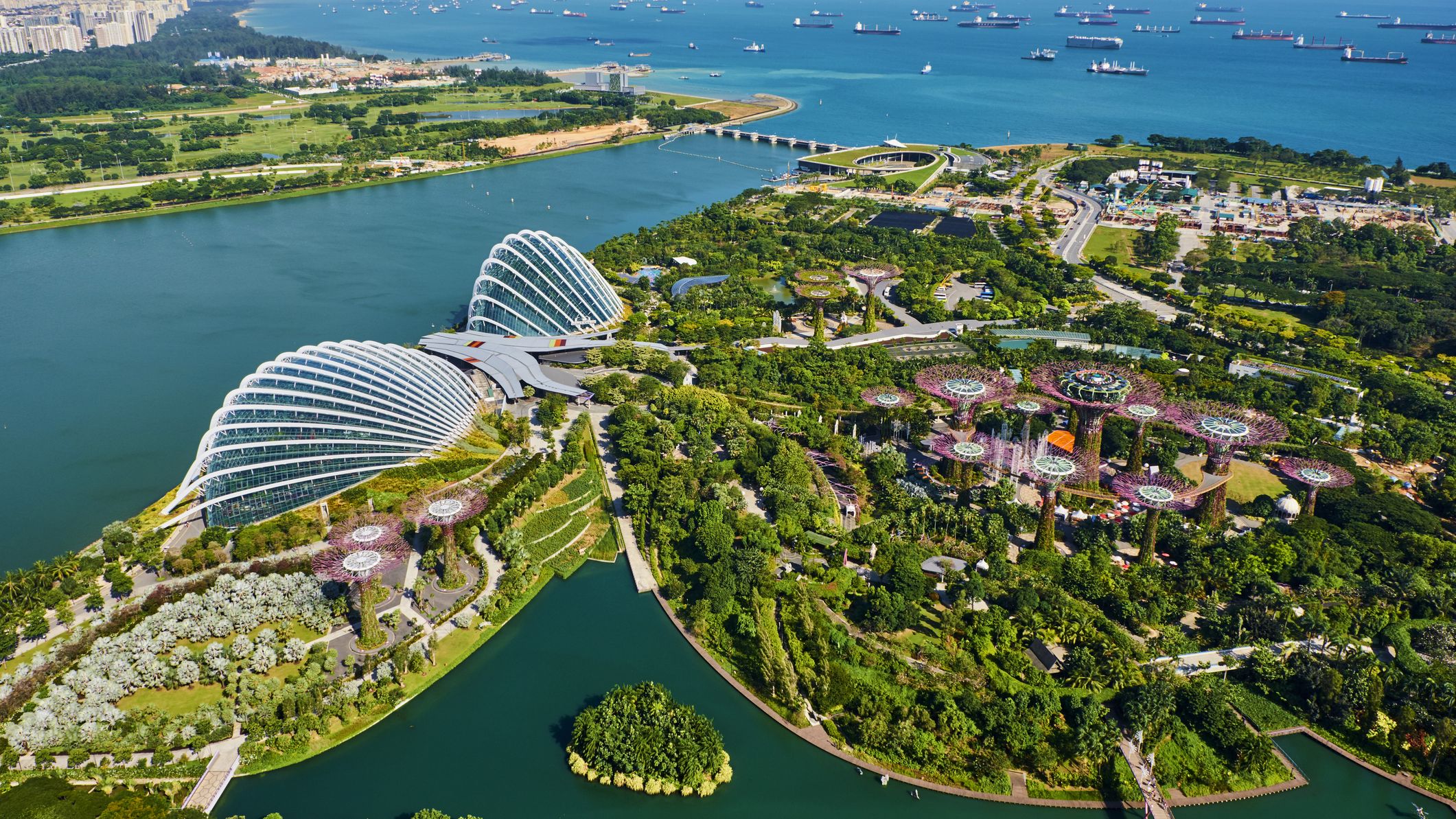 Singapour, jardin au bord de la baie, Supertree Grove