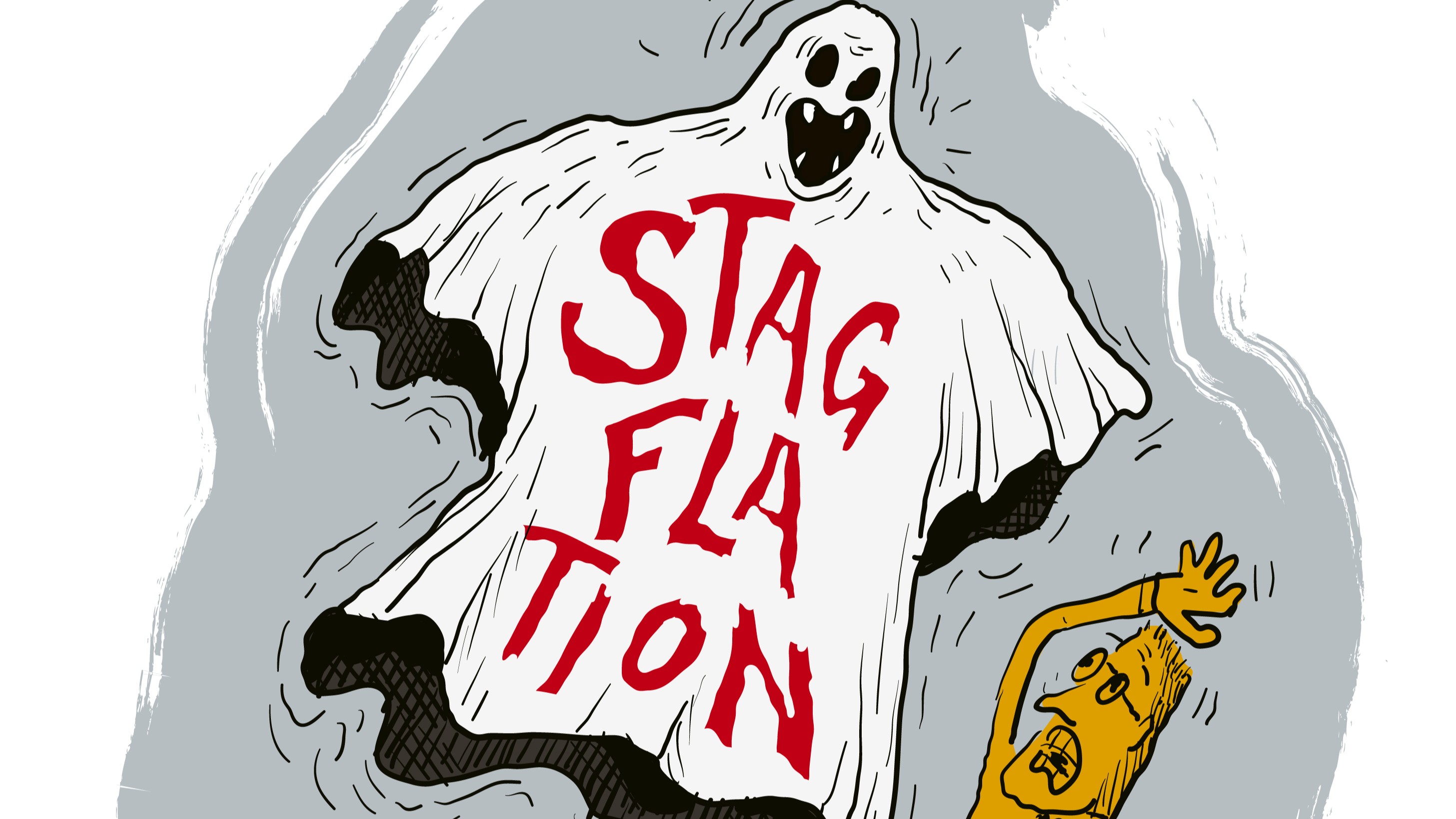 Vecteur, le spectre de la stagflation effraie un homme