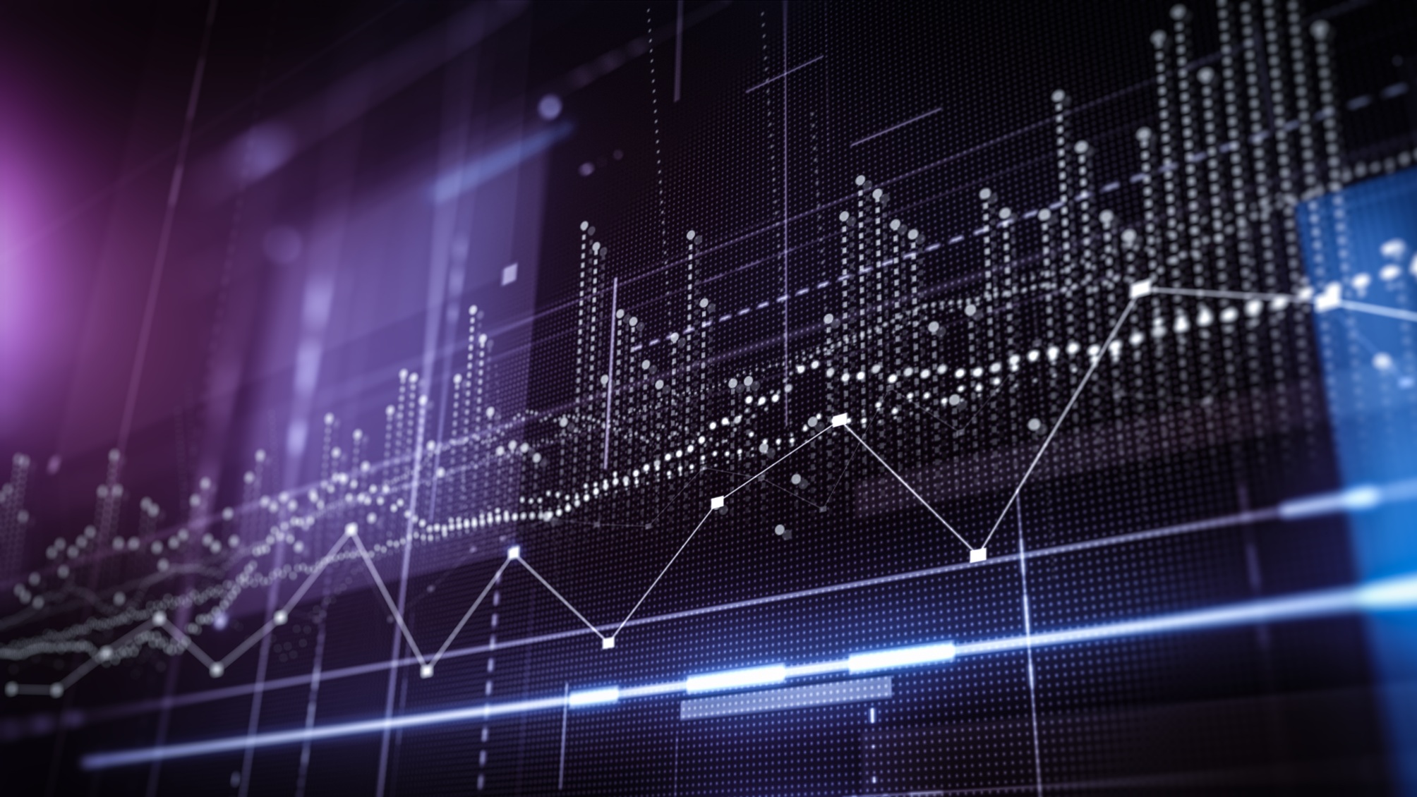 Visualisation des données financières avec un graphique linéaire lumineux.