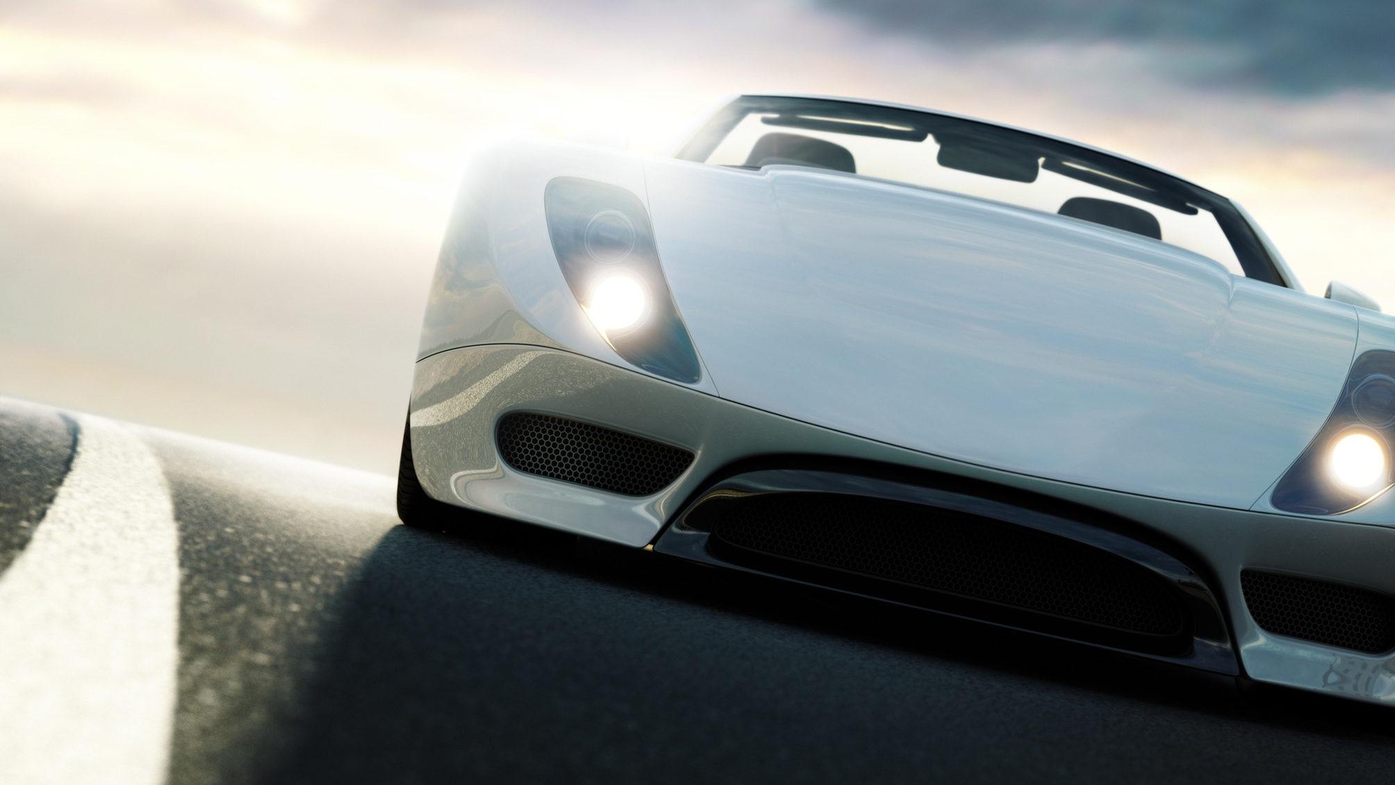 Voiture de sport blanche indescriptible.