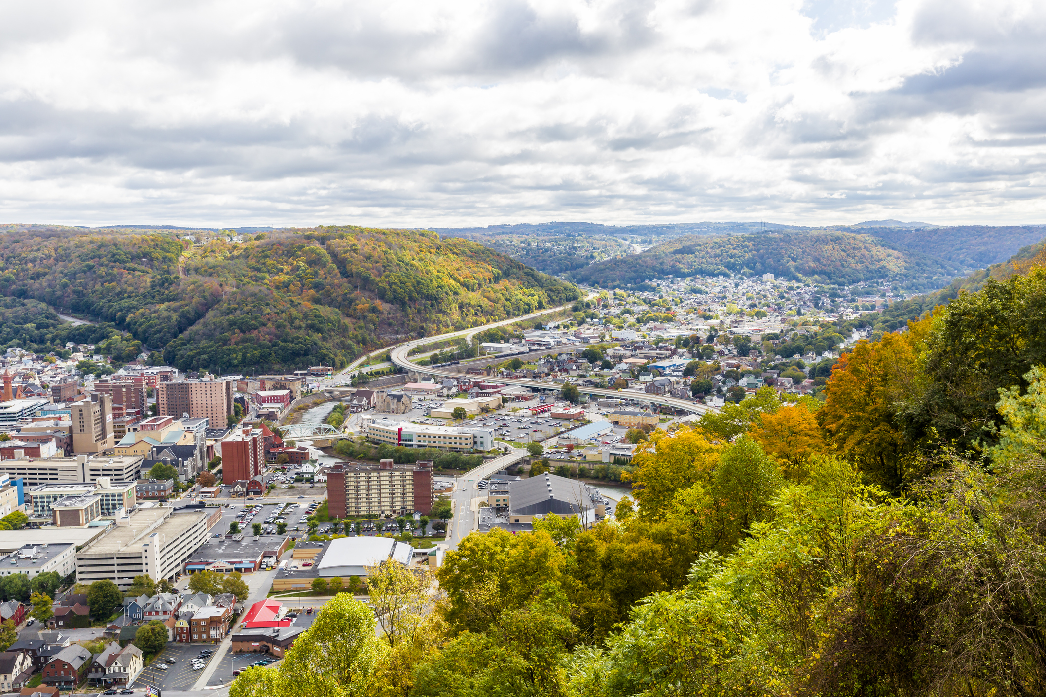 Une vue aérienne de Johnstown, Pennsylvanie