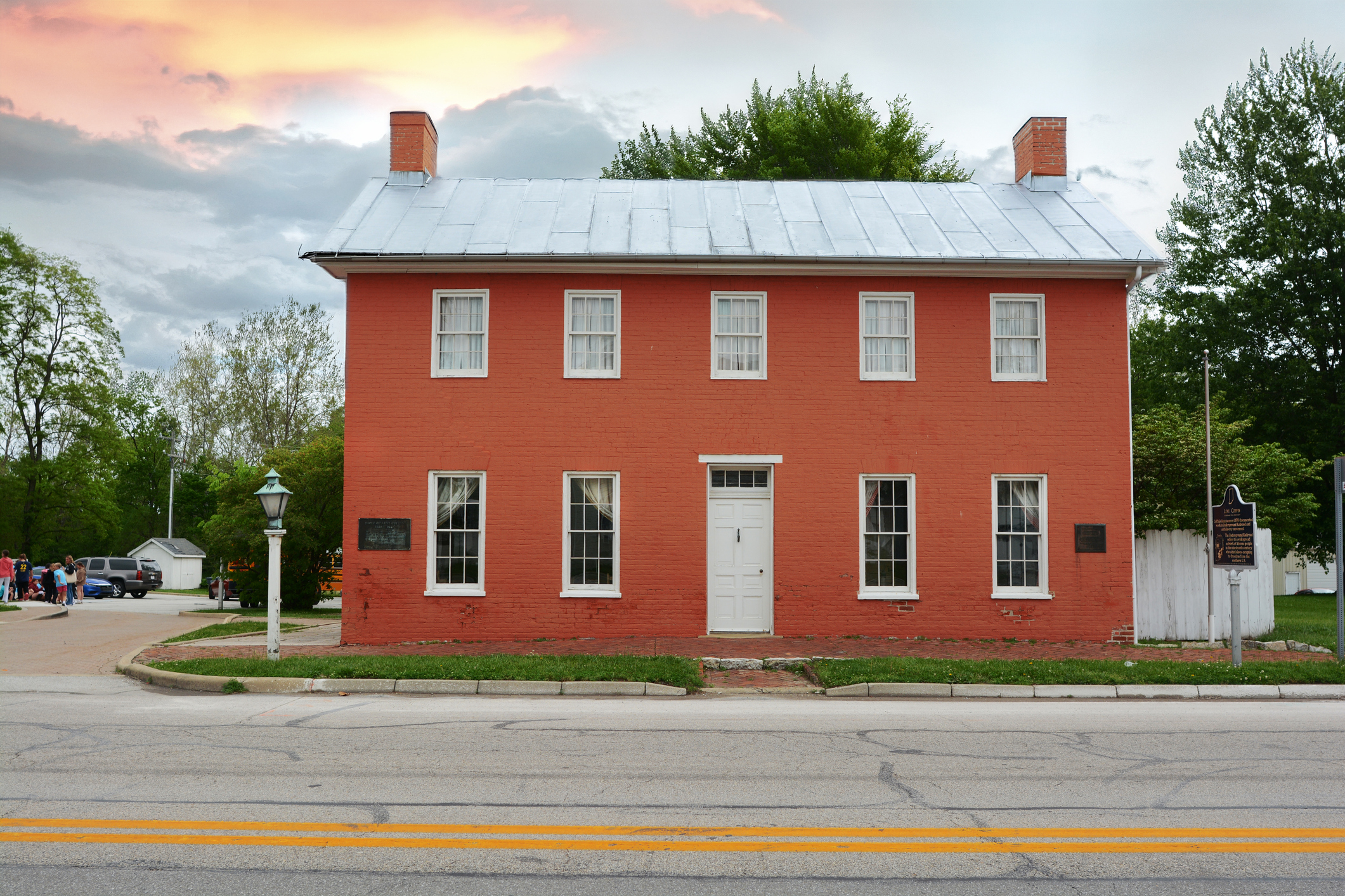 Le site historique d'État de Levi et Catharine Coffin à Fountain City, Indiana. La maison en brique de style fédéral était une gare importante pour les esclaves en fuite sur le chemin de fer clandestin des années 1820 à 1847.