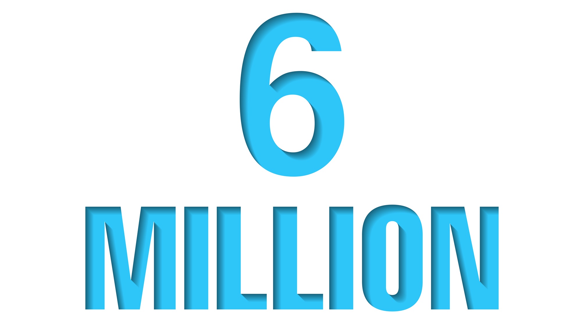 Le chiffre 6 millions en bleu sur fond blanc.