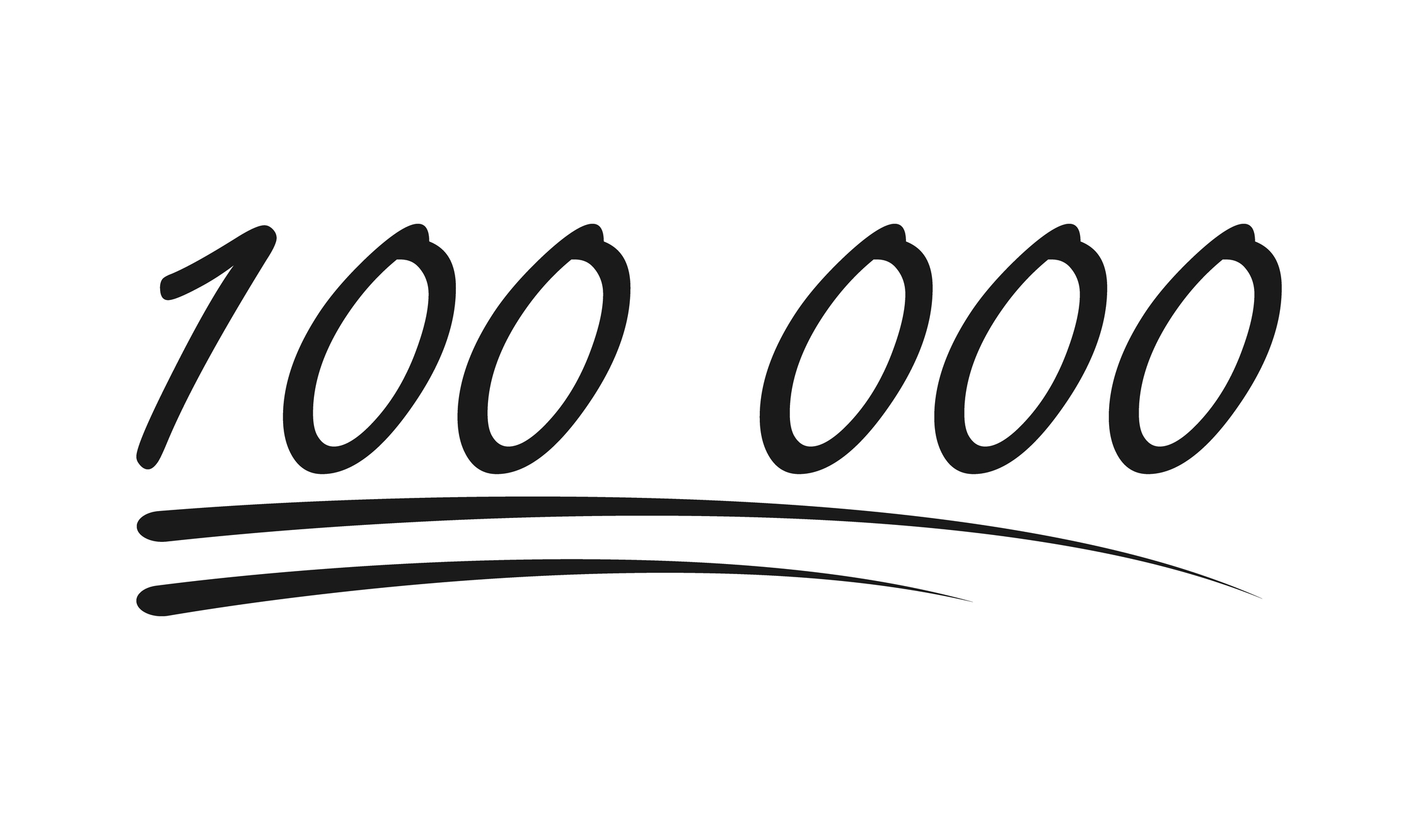 Le nombre 100 000 sur fond blanc
