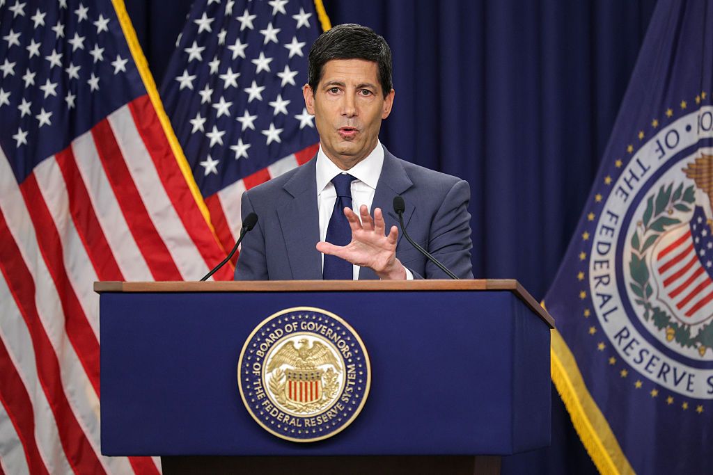 Fed Chair Kevin Warsh answers questions as he delivers remarks during a news conference following the Federal Open Market Committee meetings at Federal Reserve Headquarters on October 28, 2026.